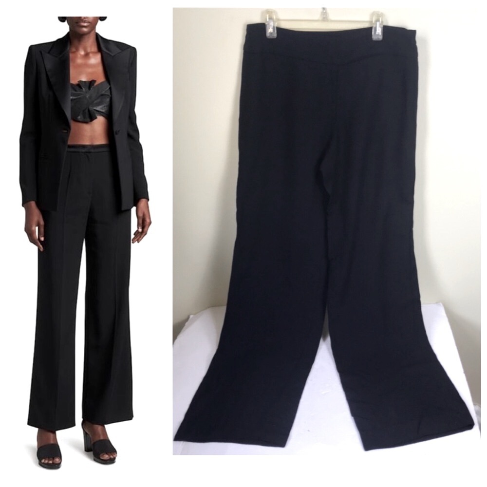 Giorgio Armani Collezioni Straight Wide Leg Side Zip Waist Band Pants Trousers 6